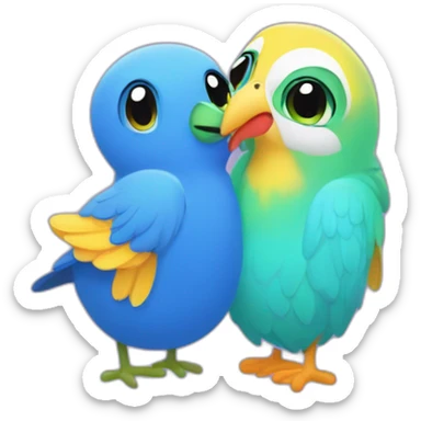 Duolingo bird and Dua Lipa hugging sticker