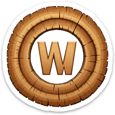 letter w inside tree rings sticker