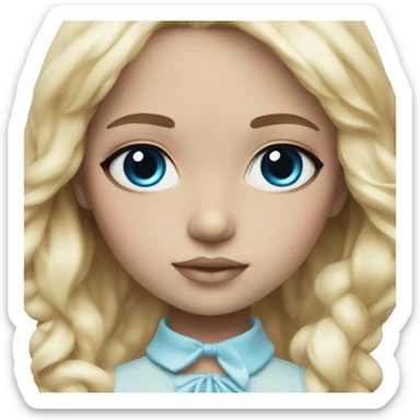 ocean blue doll eyes, blonde hair, feminine, pink, girl, angelic sticker