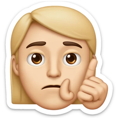 Emoji qui regarde mal avec un sourcil en l’air et l’index au coins de sa bouche et sa bouche dois être comme ça 🫦 sticker