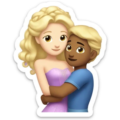A princess with blonde hair hugs Aries sticker