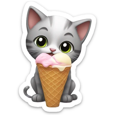 kitten eating ice cream sticker