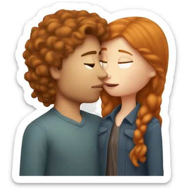 Brown hair girl kissing ginger guy sticker
