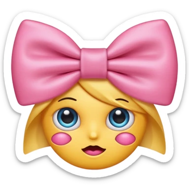 Eye twitching emoji with pink bow sticker