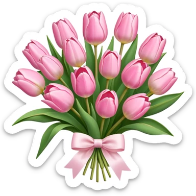 Pastel pink tulip bouquet with bow sticker
