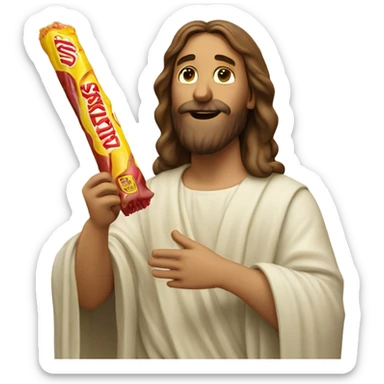 jesus eating a slim jim sticker