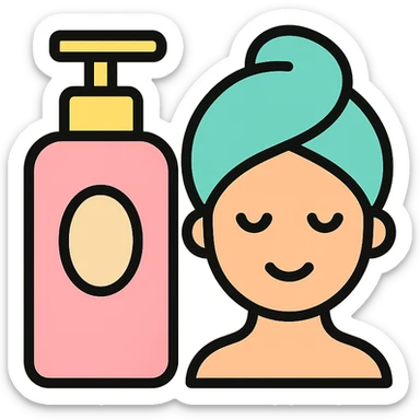 minimal flat icon of skin care routine, lotion bottle, soft pastel colors sticker