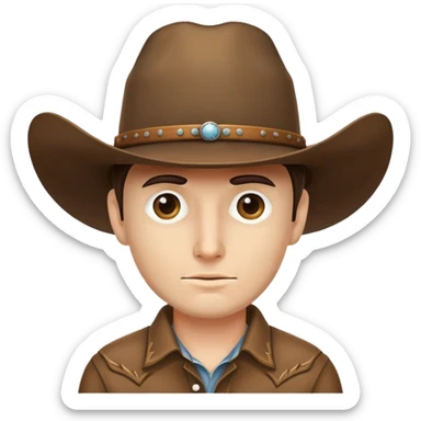 man without eye wearing cowboy hat sticker