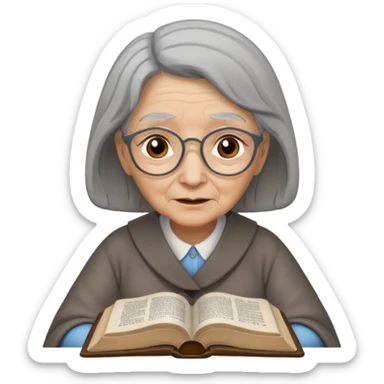 Old lady studying the Bible  sticker