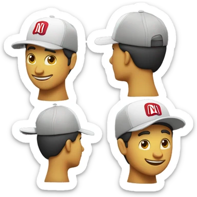 Señor feliz con una gorra que tiene el logo de Netflix  sticker