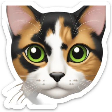 Green eyed Calico cat with black nose sticker