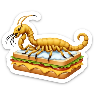 No a SCORPION sitting on top of a cloud and eating a sandwich sticker