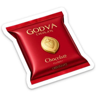 Godiva chocolate packet that is red sticker