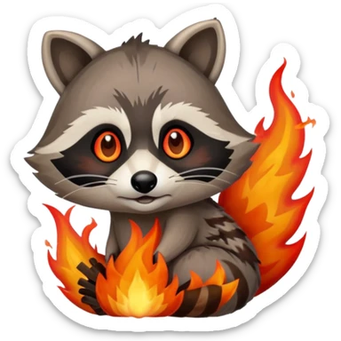 raccoon in fire sticker