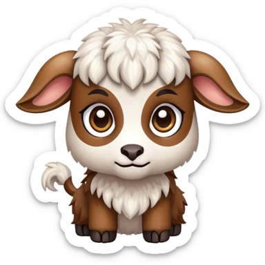 goat-themed, chibi, pixel art sticker
