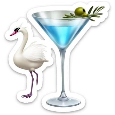 A martini with a coquette swan sticker