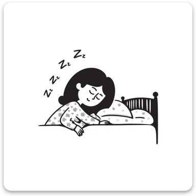 hand-drawn sleeping girl with zzz above head sticker