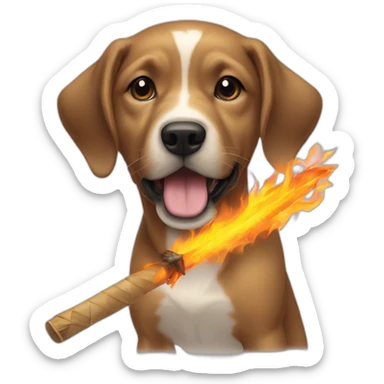 chien qui tien un lance flame sticker