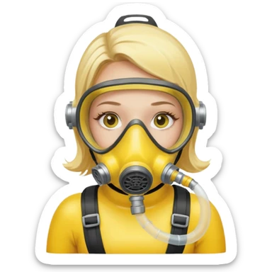 scuba diving girl blonde with yellow oxygen tank and mask sticker