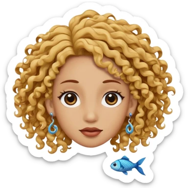 earring  wearing fish with hair sticker