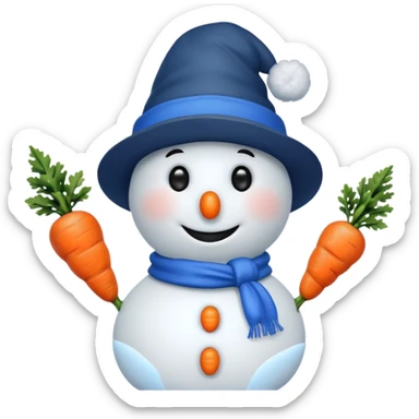 snowman wearing blue hat sticker