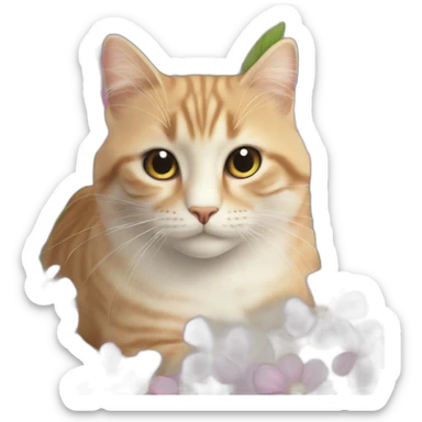 Chat sur fleur sticker