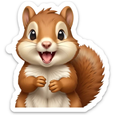 cinematic-cute-yawning squirrel-portrait-emoji,-head-tilted-playfully-and-inquisitively,-featuring-a-fluffy,-vibrant-auburn-fur-with-a-delicate-cream-belly-and-a-bushy-tail,wide-open yawn, revealing a soft grey  -round,-sparkling-eyes-filled-with-curious-mischief, sticker