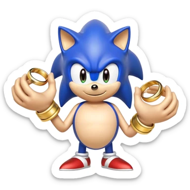Sonic with different colour and hand full of gold rings  sticker