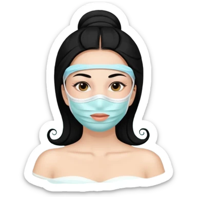 Lady with face mask black spa beauty full face relaxing sticker