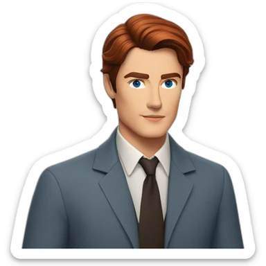 Alain Delon young teacher blue eyes short red hair sticker