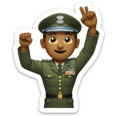 A militar raising his hand sticker