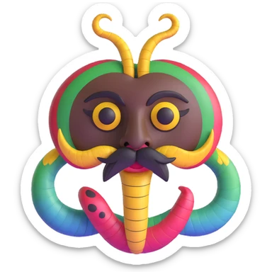 Oxumarê, African rainbow serpent deity with human face, having only a mustache (clean shaven on the cheeks) and a mole on the left side below the lip sticker