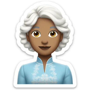 girl with white hair wearing sky blue queens dress sticker