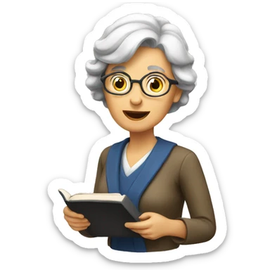 older female giving a lecture sticker