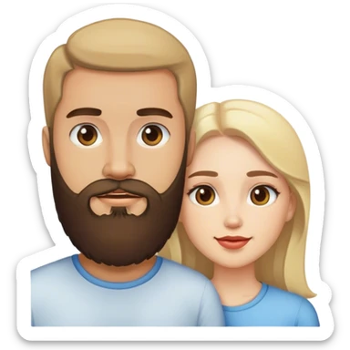 Couple light man with beard and light skinned woman sticker