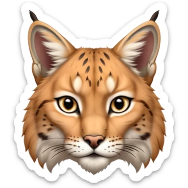 A high-resolution photo-realistic digital illustration of a baby lynx, chest upward A high-resolution, photo-realistic digital illustration of a majestic young Eurasian lynx, shown from the shoulder upwards with lynx markings, zoomed out showing half body  sticker