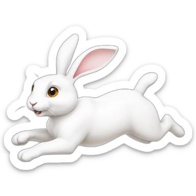 white rabbit running sticker