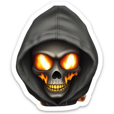Skull with bape hoodie with flames in background sticker