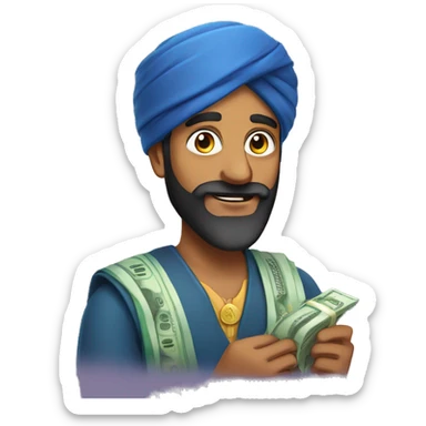 Indian man with beard and money in hand  sticker