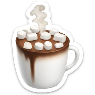 Cup with hot chocolate with marshmallows sticker