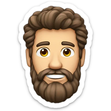 Hombre moreno con capello corto ondulado canoso, barba canosa sticker