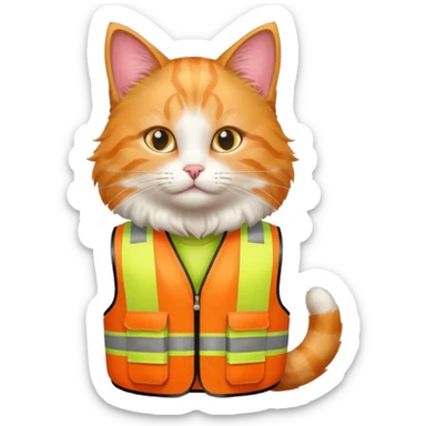 cat in hi-vis vest sticker