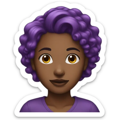 Black girl purple hair sticker