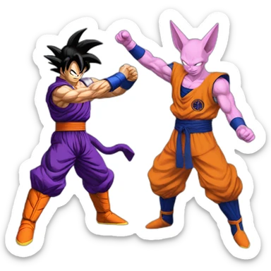 Goku fighting beerus sticker