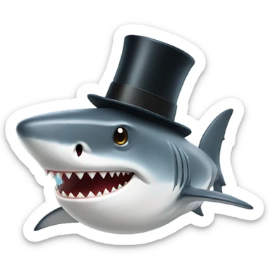 Shark with a top hat sticker