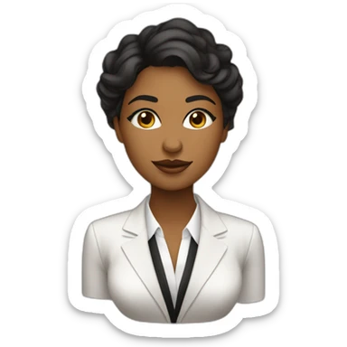 mujer de piel morena ojos marrones pelo negro con traje formal sticker