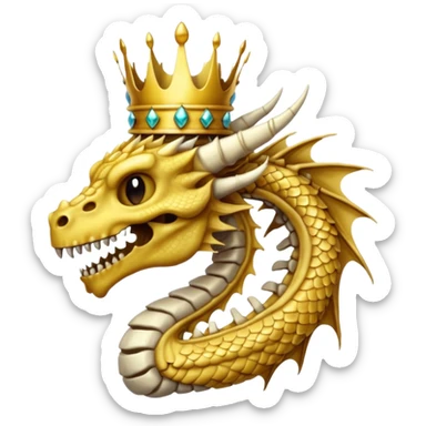 Dragon with crown with skeleton pls sticker