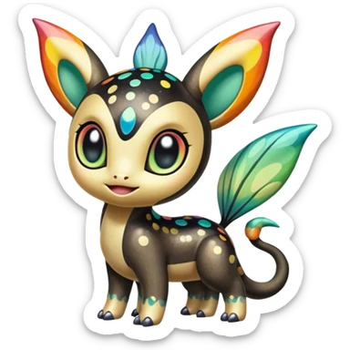 Colorful Exotic Striped Spotted Dotted dusted Glossy Shiny Meloetta-Vernid-Trico-Toothless-Kirby-Fakémon-creature-hybrid sticker