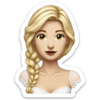 hyperrealistic caucasian female, long straight blonde hair, white lace-up bustier sticker
