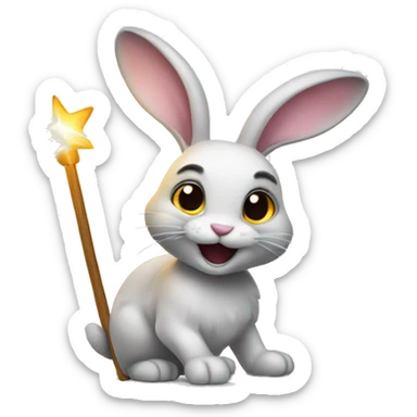a rabbit with a magic wand sticker